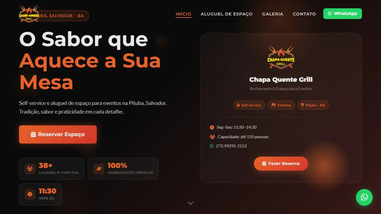 Projeto Restaurante Chapa Quente — Site + SaaS + PDV