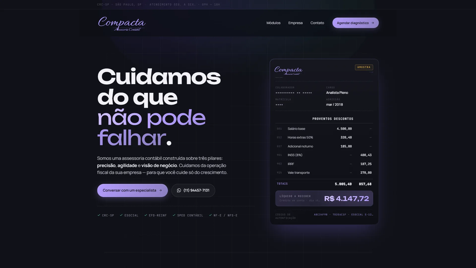 Projeto Compacta Contábil — Site Institucional