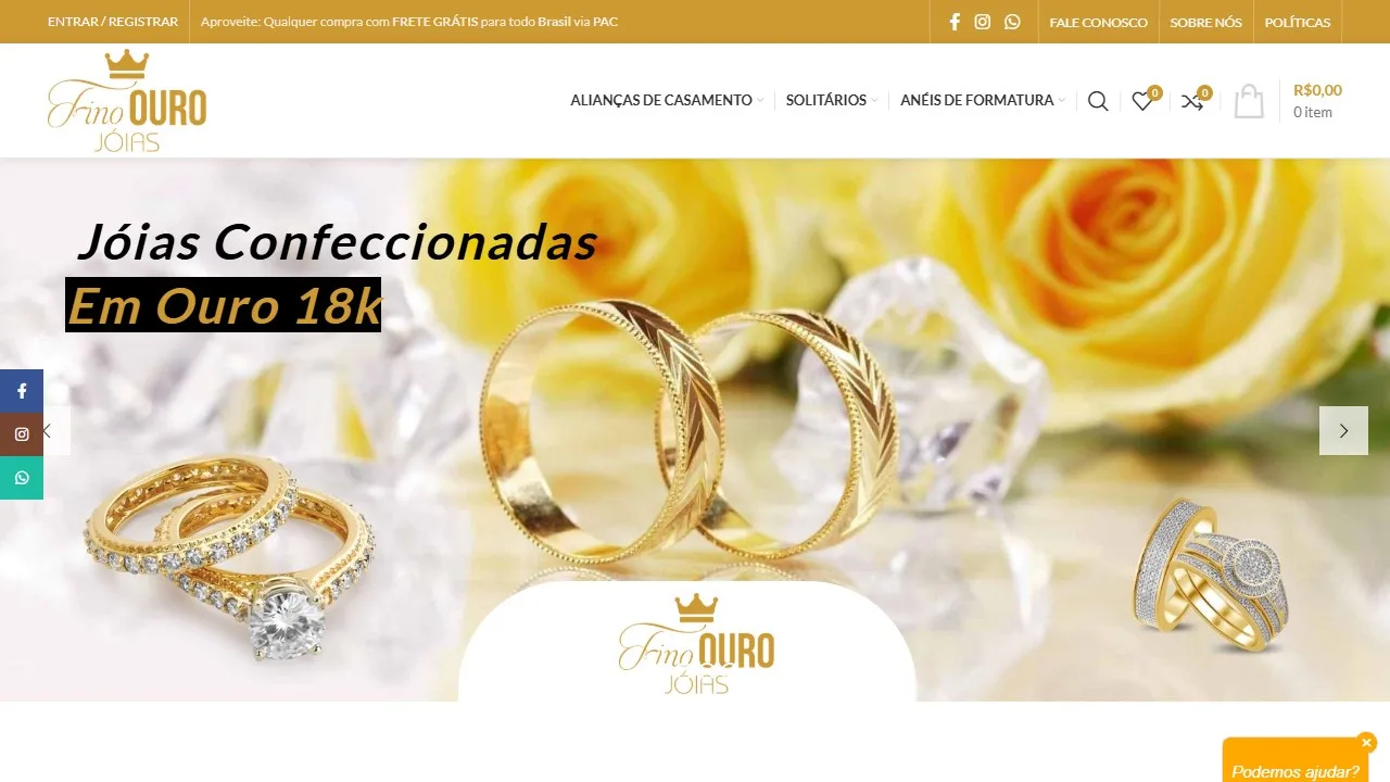Projeto Fino Ouro Joias — Site