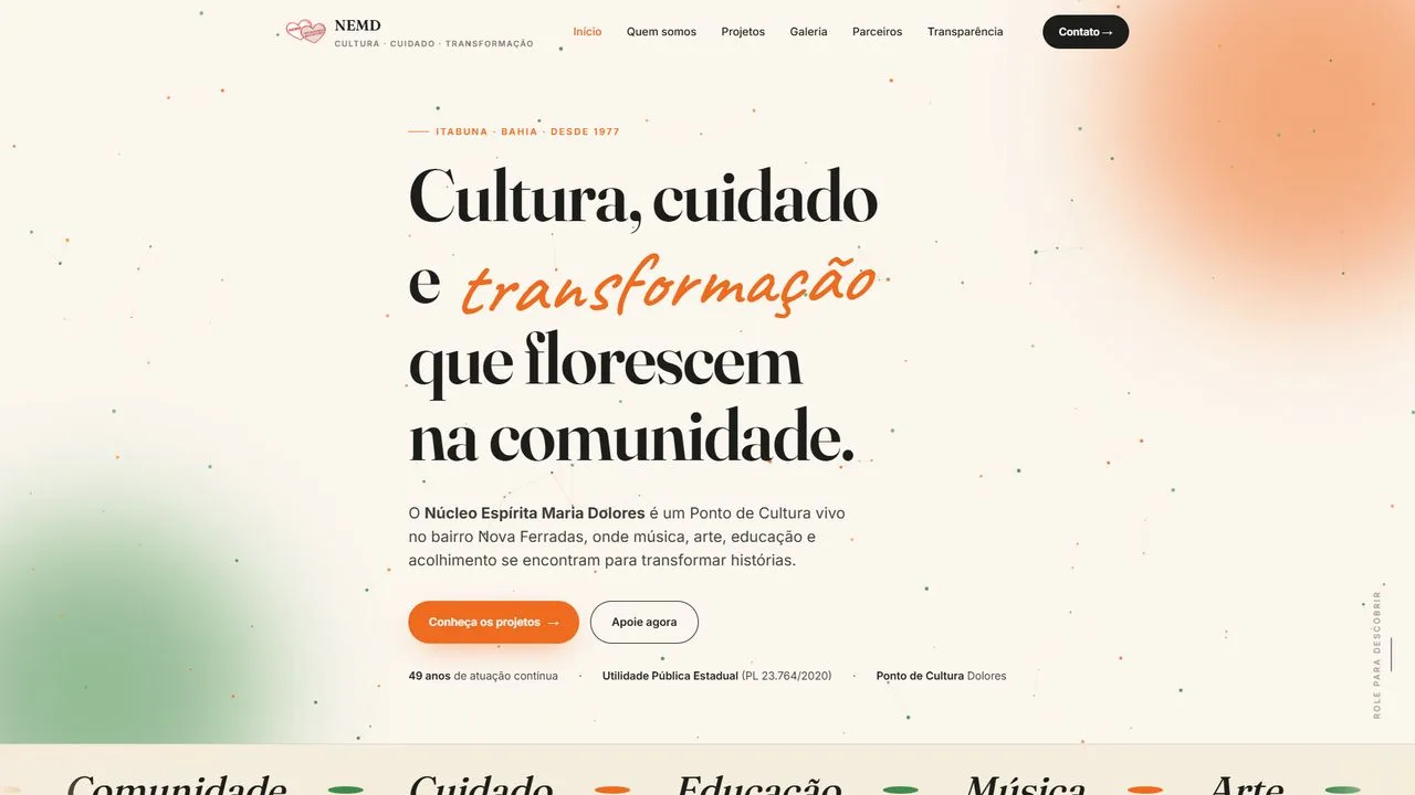 Projeto Núcleo Espírita Maria Dolores — Site