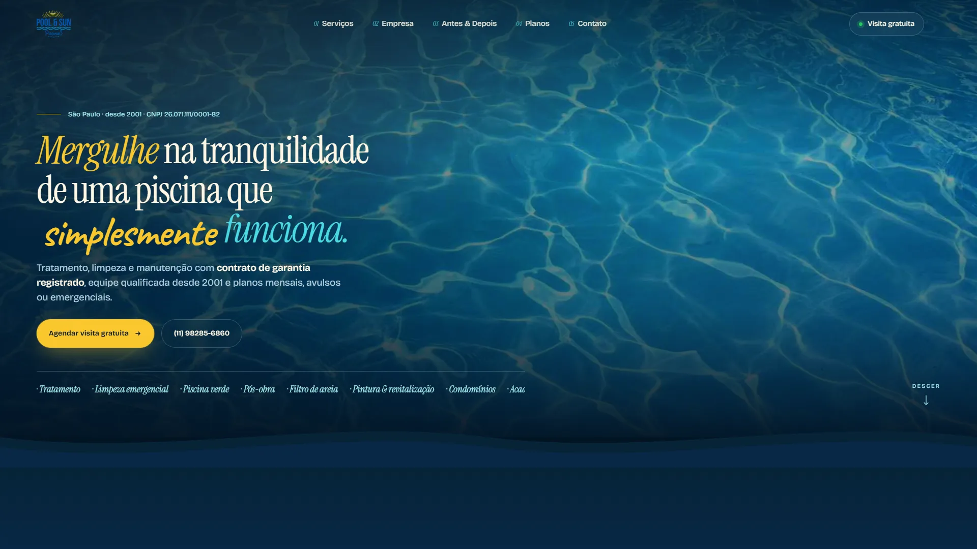 Projeto Poolsun Piscinas — Site